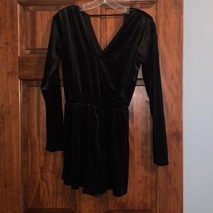 velvet romper with silver sparkles